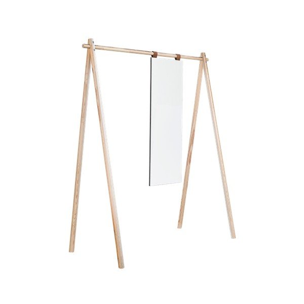 Vešiak z borovicového dreva so zrkadlom Karup Design Hongi Natural-image-3