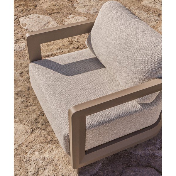 Krémovobiele/taupe polstrované záhradné kreslo Nerano – Kave Home-image-4