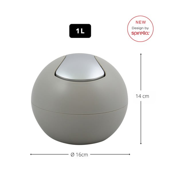 Taupe plastový odpadkový kôš 1 l Bowl Matt – Spirella-image-2