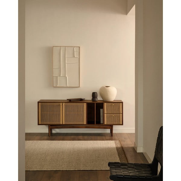 Hnedá nízka komoda v dekore orecha 180x73 cm Elan – Kave Home-image-1