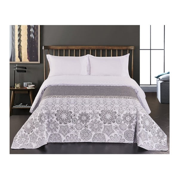 Bielo-sivý obojstranný pléd z mikrovlákna DecoKing Alhambra, 240 × 260 cm-image-4