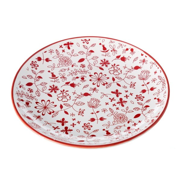 Červeno-biely tanier Unimasa Meadow