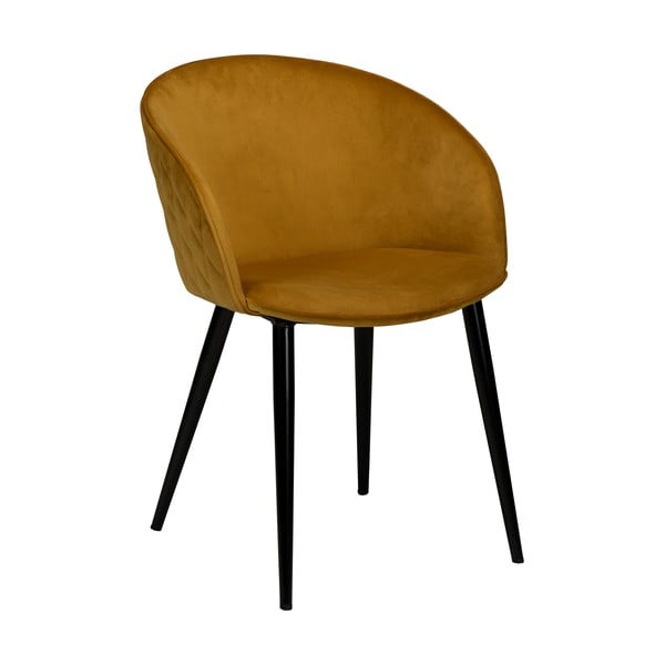 Zamatová jedálenská stolička v horčicovožltej farbe Dual – DAN-FORM Denmark