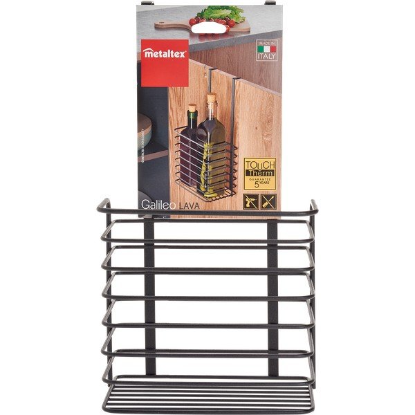 Čierna kovová závesná kuchynská polica Metaltex Galileo Lava Tall-image-2