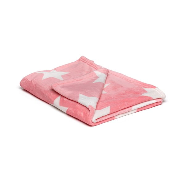Ružová mikroplyšová deka My House Stars, 150 × 200 cm
