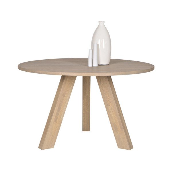 Jedálenský stôl z bieleného dubového dreva WOOOD Rhonda, Ø 129 cm-image-1