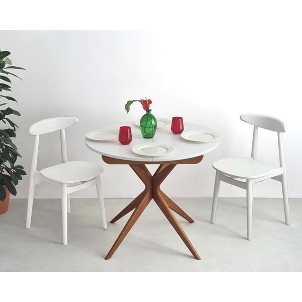 Okrúhly rozkladací jedálenský stôl s prídavnou doskou ø 90 cm Jubi – Ragaba-image-3