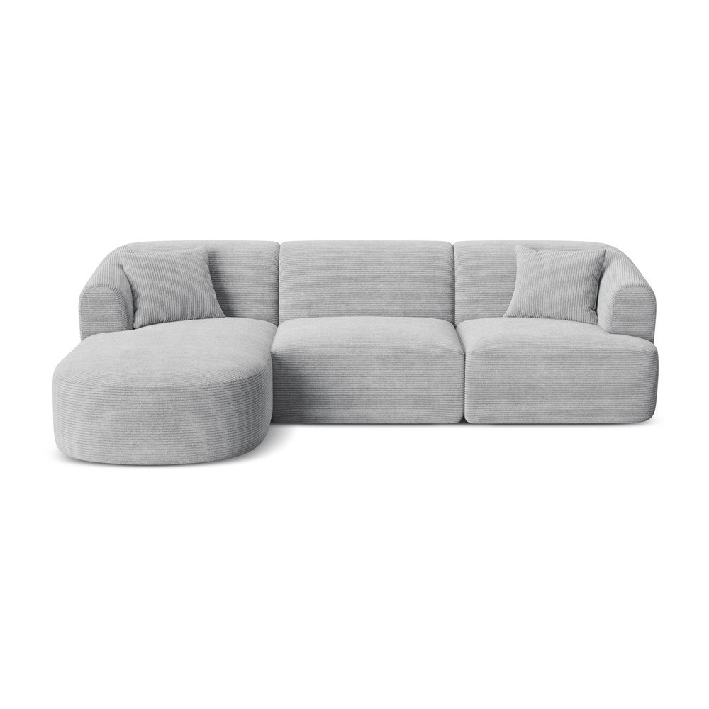 Svetlosivá menčestrová rohová pohovka (ľavý roh/s leňoškou) Campi – Cosmopolitan Design