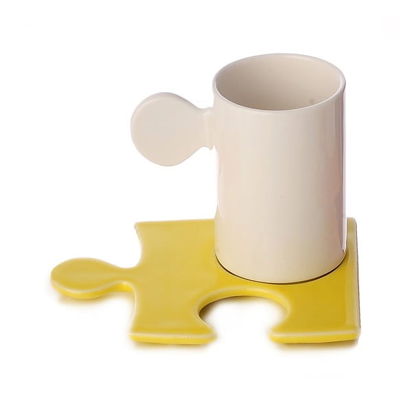 Porcelánový hrnček Puzzle White/Yellow