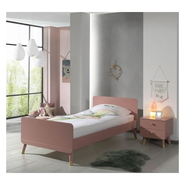 Ružový detský nočný stolík z borovicového dreva Vipack Billy-image-1