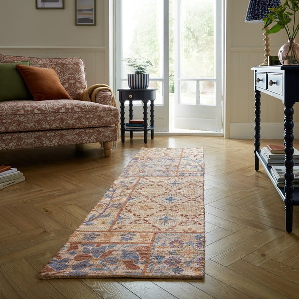 Ručne tkaný behúň s prímesou juty v prírodnej farbe 60x230 cm Taylor Patchwork – Flair Rugs-image-1