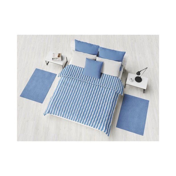 Modro-biely pruhovaný prešívaný pléd cez posteľ Stripes, 160 × 230 cm-image-1