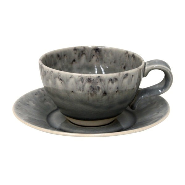 Sivý kameninový hrnček na čaj s tanierikom Costa Nova, 250 ml