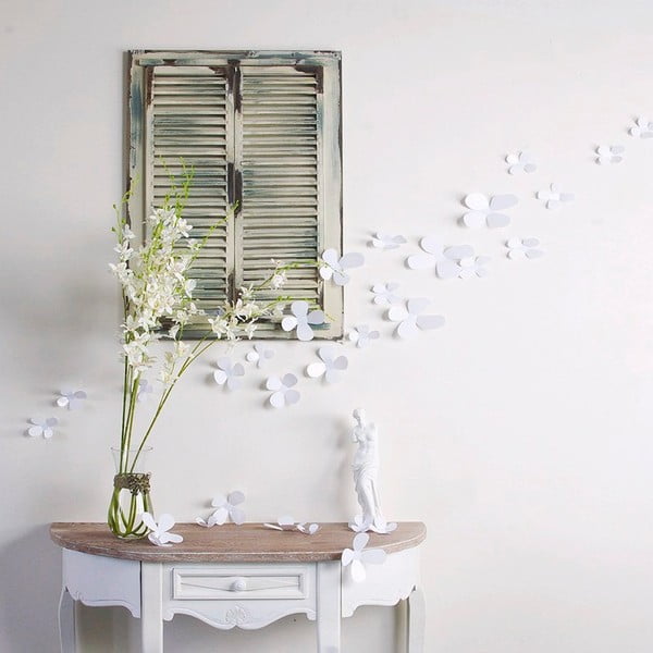 Sada 12 bielych adhezívnych 3D samolepiek Ambiance Flowers-image-1