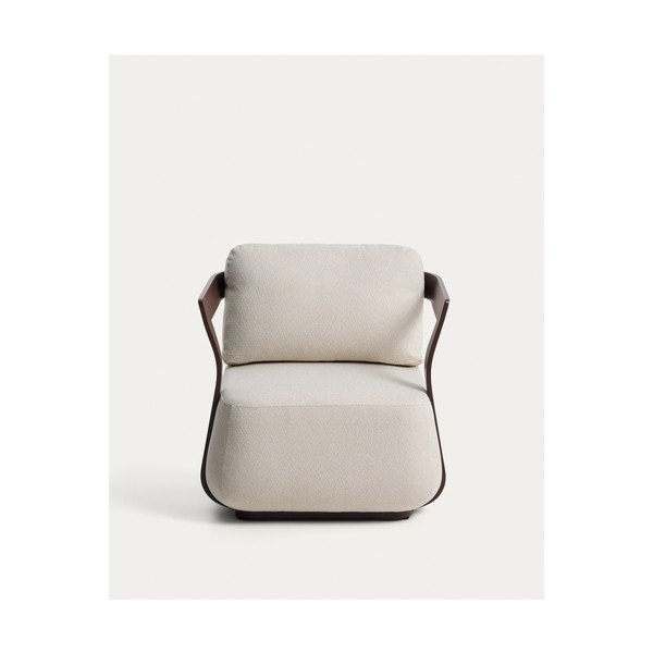Hnedé/krémovobiele polstrované záhradné kreslo Tamaris – Kave Home-image-3