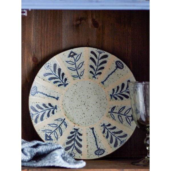 Tanier z kameniny vo svetlomodrej a krémovej farbe ø 21 cm Leonie – Bloomingville-image-2