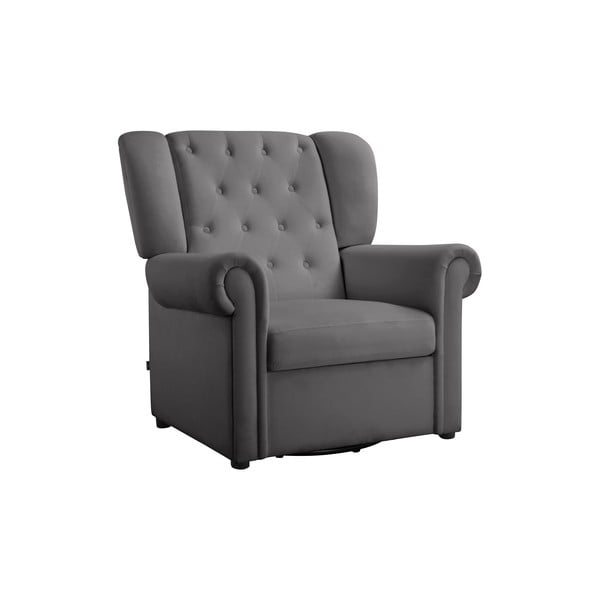 Sivé zamatové hojdacie chesterfield kreslo Lillyse – Støraa