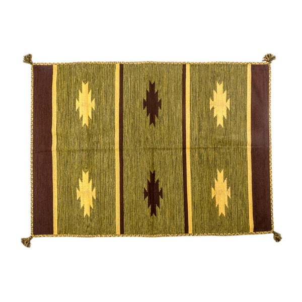Zelený ručne tkaný koberec Navaei & Co Kalush Kilim 116, 200 x 140 cm