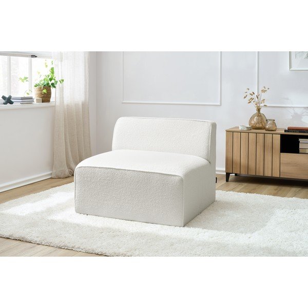 Biely modul pohovky z textílie buklé (stredový diel) Megeve – Bobochic Paris-image-1