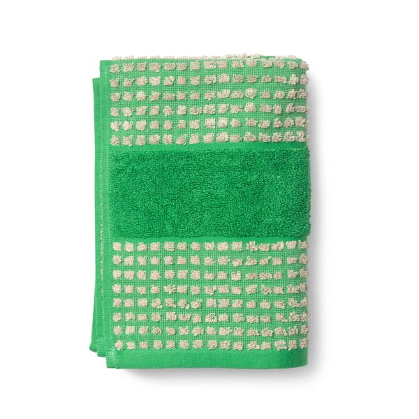 Zeleno-béžová osuška z bio bavlny 70x140 cm Check - JUNA