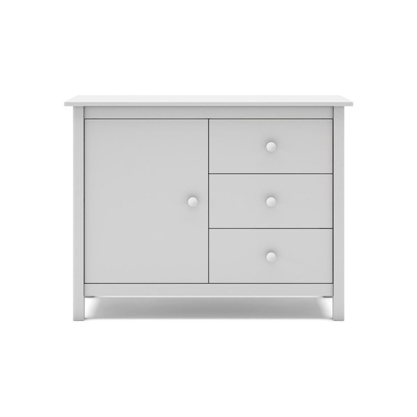 Biela nízka detská komoda z borovicového dreva 90x80 cm Max – Marckeric-image-2
