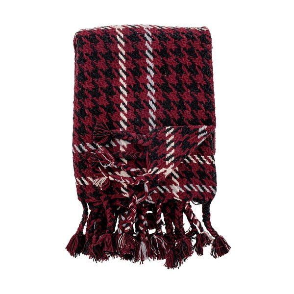 Červený vianočný pléd s podielom bavlny Bloomingville Rivel, 150 x 130 cm-image-2