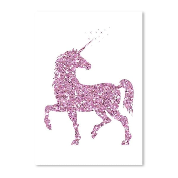 Plagát Americanflat Glitter Unicorn in Pink, 30 x 42 cm