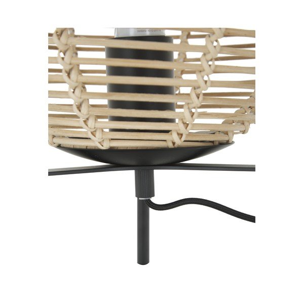 Čierna stolová lampa s ratanovým tienidlom Westwing Collection Wasa, výška 38 cm-image-3