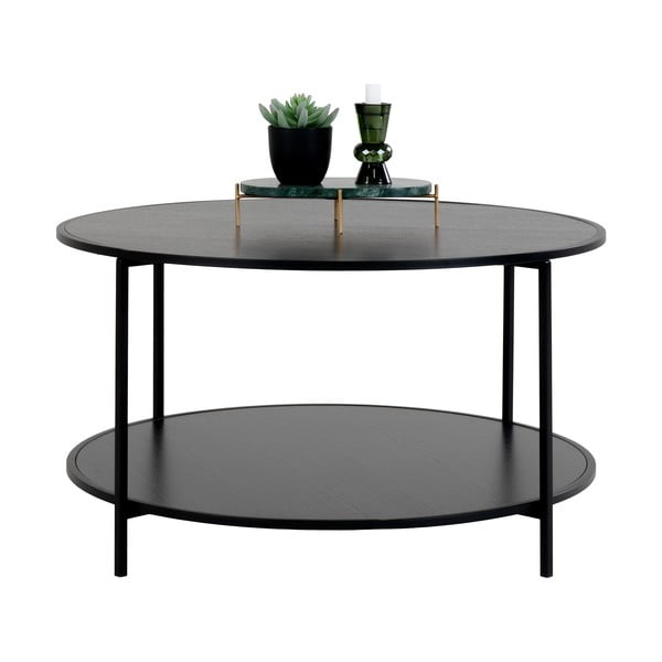 Čierny okrúhly konferenčný stolík s čiernou doskou ø 80 cm Vita – House Nordic-image-2