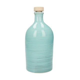 Tyrkysovomodrá keramická fľaša na olej Brandani Maiolica, 500 ml