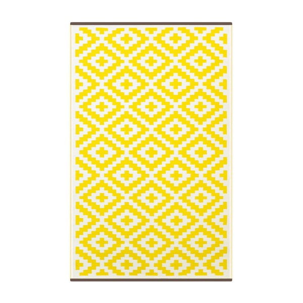 Žlto-biely obojstranný vonkajší koberec Green Decore Braino, 90 × 150 cm