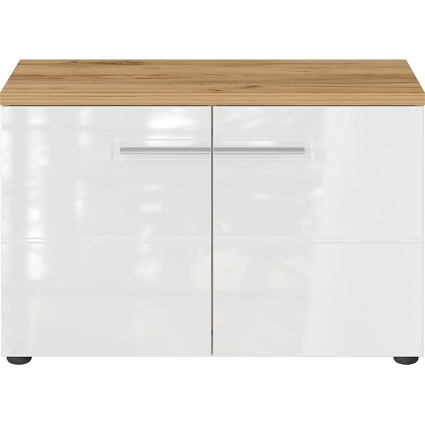 Biela prírodná skrinka na topánky v dekore duba s lavicou Aledo - Germania-image-2