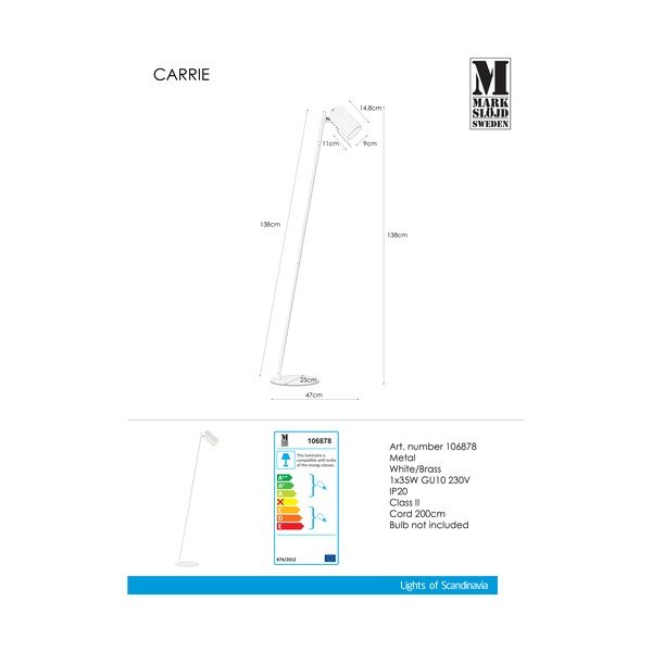 Biela voľne stojacia lampa Markslöjd Carrie-image-2