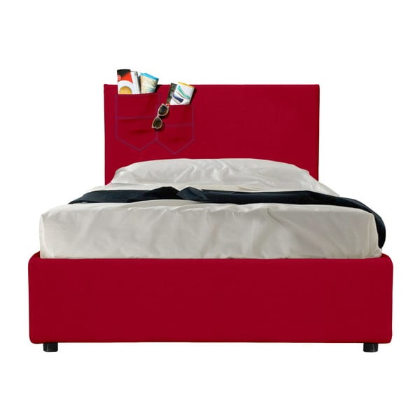 Červená jednolôžková posteľ s úložným priestorom 13Casa Task, 90 × 190 cm