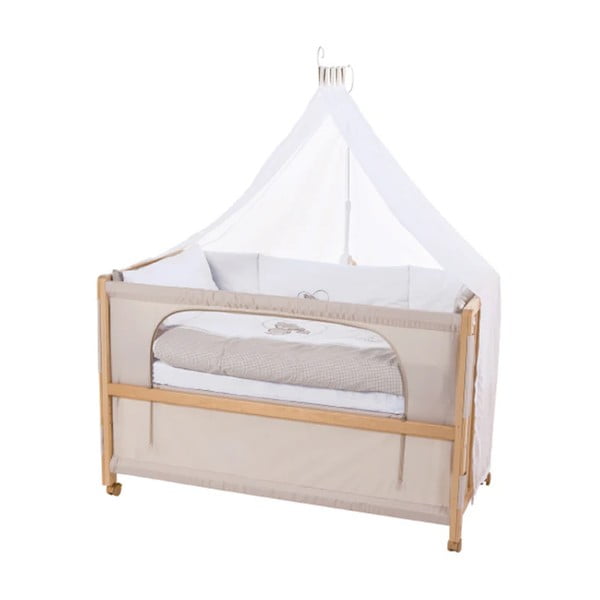 Postieľka na kolieskach s baldachýnom v prírodnej farbe 60x120 cm Liebhabär – Roba-image-1