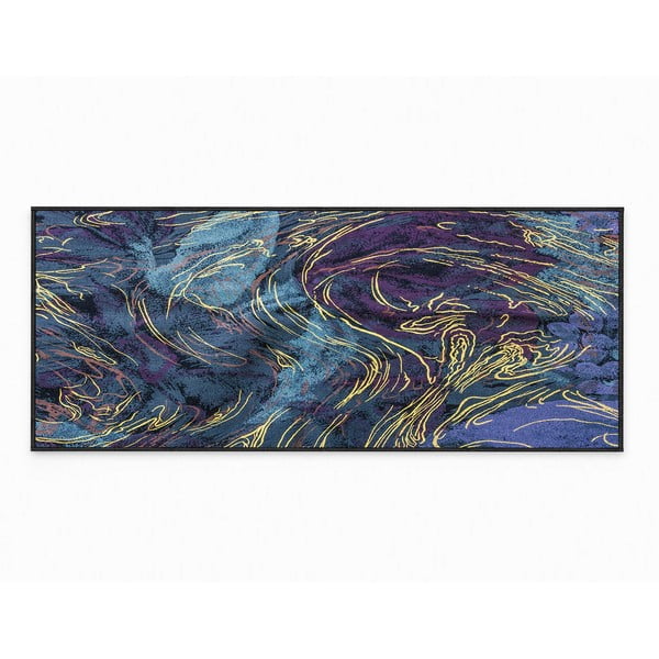 Tmavomodrý prateľný koberec 80x150 cm Swirls – Oyo Concept-image-2