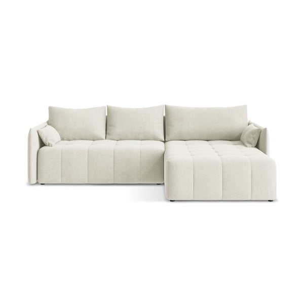 Béžová rozkladacia/s úložným priestorom rohová pohovka (pravý roh/s leňoškou) Moku – Makamii