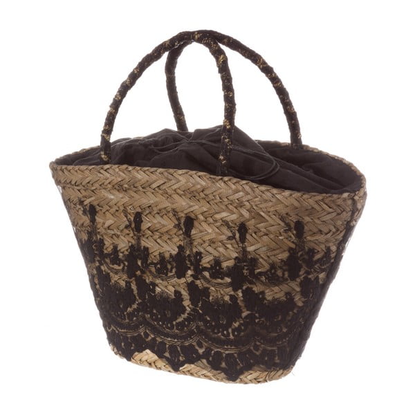 Čierna dámska kabelka z prírodného vlákna Unimasa