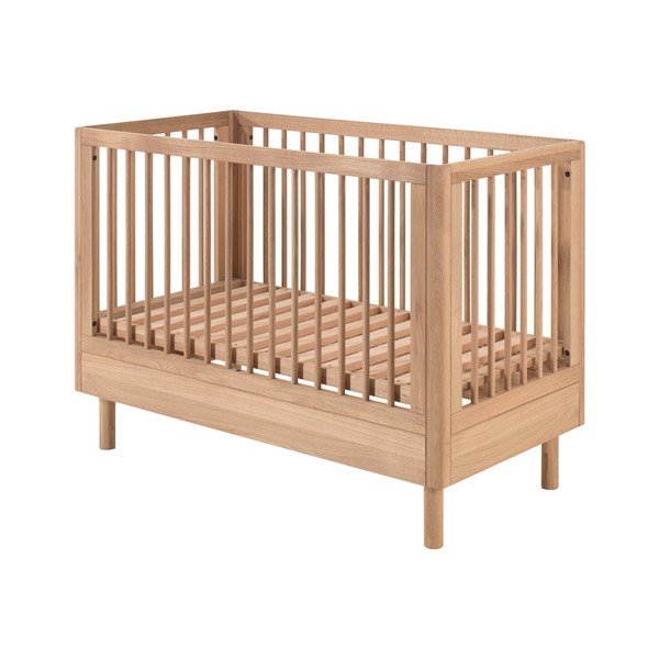 Postieľka z dubového dreva s nastaviteľnou výškou 60x120 cm v prírodnej farbe Forrest – Vipack-image-4