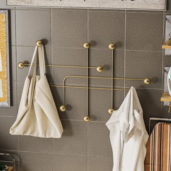 Kovový nástenný vešiak v zlatej farbe Dama – Kalune Design-image-3