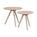 Okrúhle odkladacie stolíky v súprave 2 ks z dubového dreva ø 50 cm Yumi – Rowico