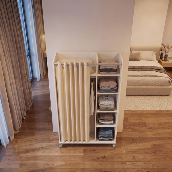 Bielo-béžová šatníková skriňa 100x160 cm Kit – Tvilum-image-3