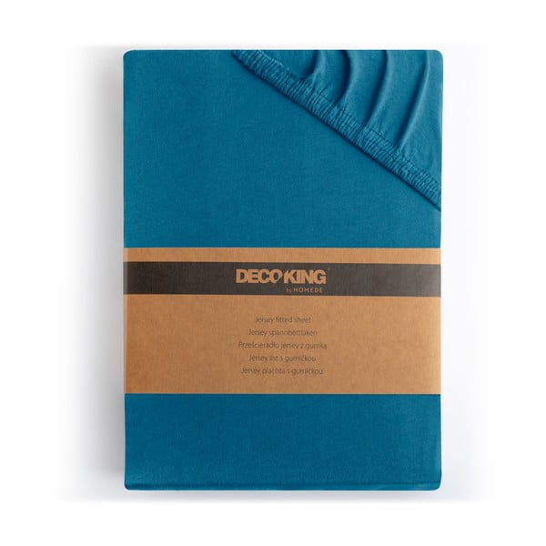 Napínacia plachta jersey v petrolejovej farbe 140x200 cm Amber – Restilo-image-4