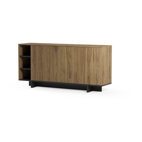Čierna/v prírodnej farbe skrinka v dekore duba 170x80x40 cm Cequoia – Marckeric-image-2