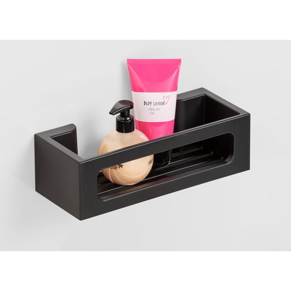 Čierna samodržiaca plastová kúpeľňová polička Bralia – Wenko-image-1