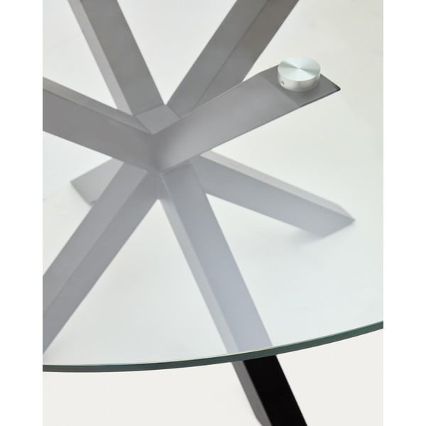 Čierny okrúhly jedálenský stôl so sklenenou doskou ø 150 cm Argo – Kave Home-image-3