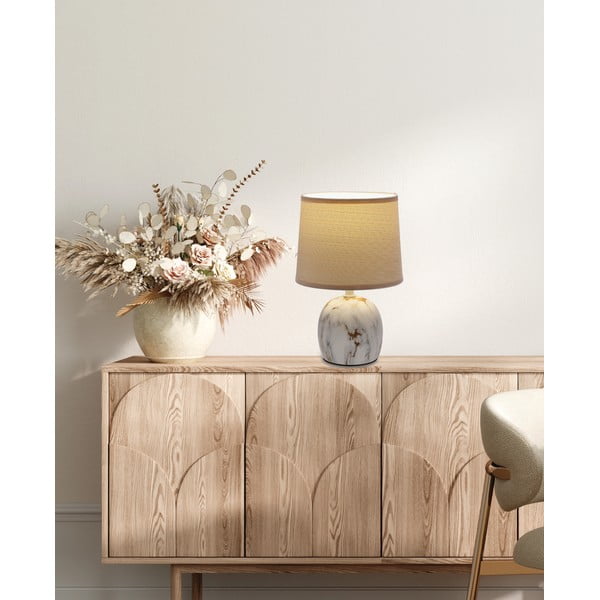 Krémovobiela stolová lampa s textilným tienidlom (výška  25 cm) Adelina – Candellux Lighting-image-1