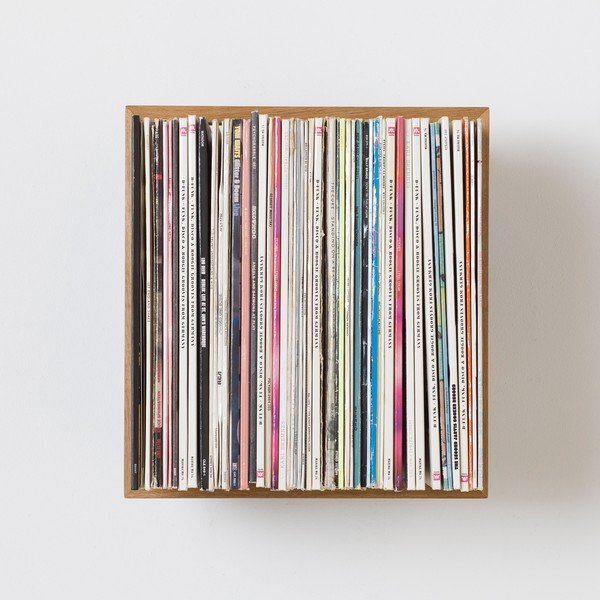 Polica na vinylové platne z dubového dreva das kleine b Platte, výška 35 cm-image-1