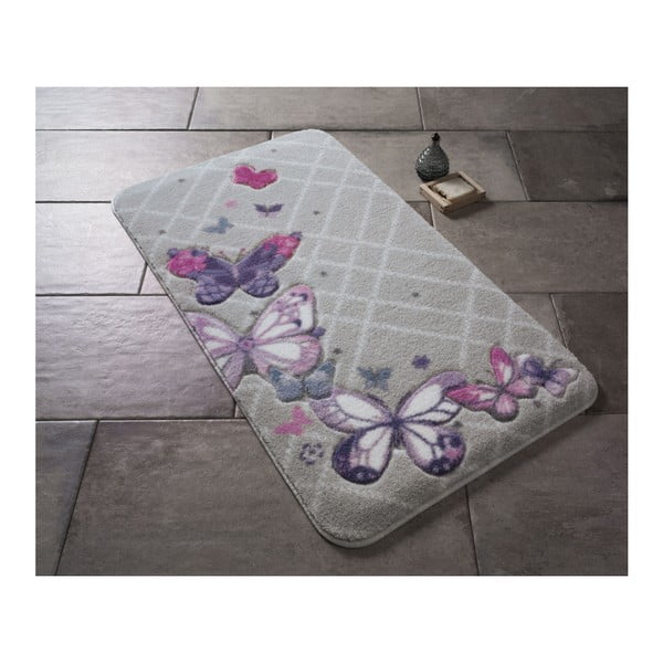 Kúpeľňová predložka Confetti Bathmats Butterfly Plaid Purple, 50 x 57 cm