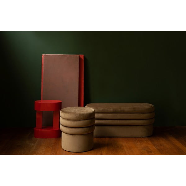 Hnedý zamatový taburet Aditi – Dutchbone-image-2